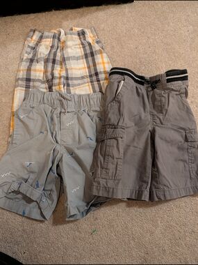 Kids 6 Plaid, Gray & Charcoal Pull-On Shorts - Set of 3